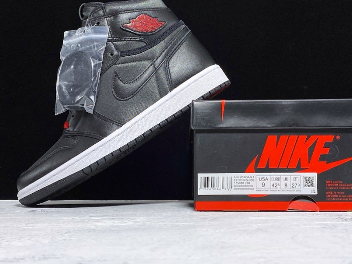 AIR JORDAN 1 SATIN BLACK GYM RED 555088-060