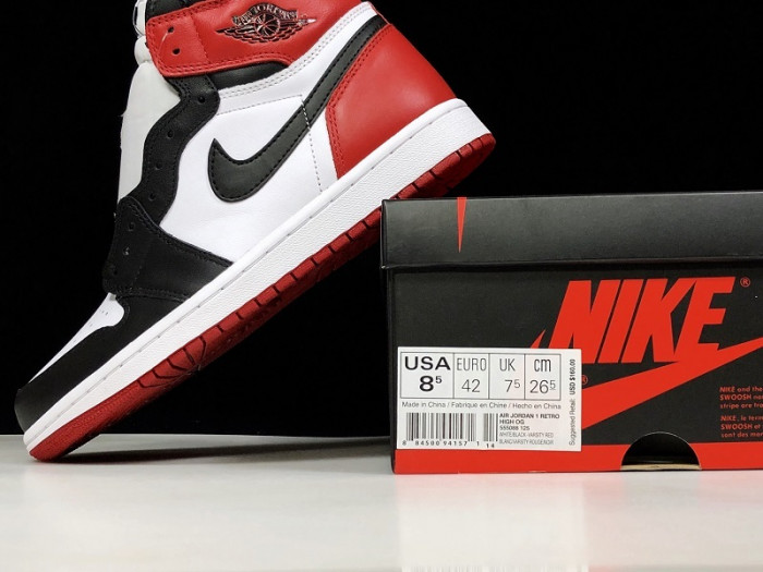 AIR JORDAN 1 HIGH OG “BLACK TOE” WHITE/ BLACK-VARSITY RED 555088-125
